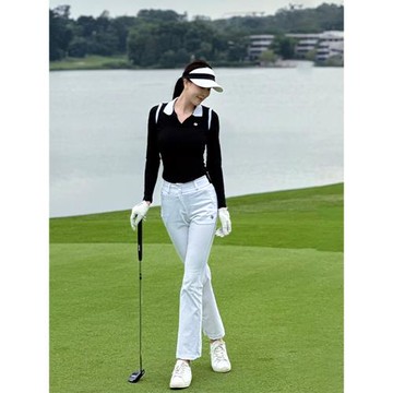 SG高爾夫女裝夏季冰絲翻領上衣透氣防曬冰絲長袖薄款高腰微喇長褲