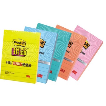 3M 狠黏 643S橫格便條紙(多色)黃