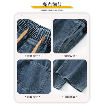 黑色牛仔褲男冬季加絨直筒寬松青少年長褲新款男生工裝褲子男秋季