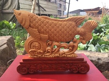 崖柏根雕客廳擺件創意裝飾品八駿圖一帆風順八仙過海雞年招財龍魚1入