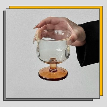 🔥臺灣出貨🔥小眾復古矮腳收腰玻璃杯 ins風美式咖啡杯特調飲品杯冷飲杯果汁杯/