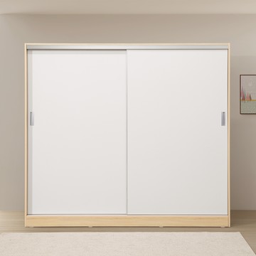 直人木業-ELLIE 生活美學緩衝滑門衣櫃寬224公分E款【單長吊/單長吊/單長吊】