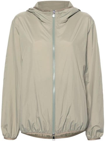 Moncler - logo-patch hooded windbreaker jacket - women - Polyamide/Polyamide - 1 - Green