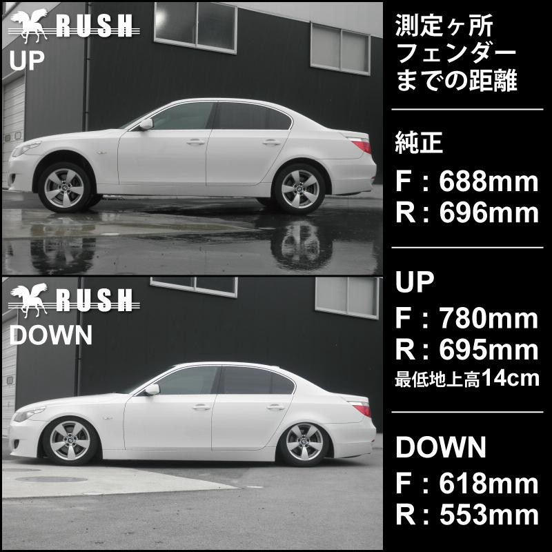 BMW E60 5シリーズ セダン RUSH 車高調 IMPORT CLASS Damper フルタップ車高調 全長調整式車高調 減衰力調整付 |  LINEブランドカタログ