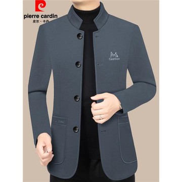 2025秋冬季新款皮爾卡丹男裝休閑中年立領男士夾克外套爸爸裝上衣