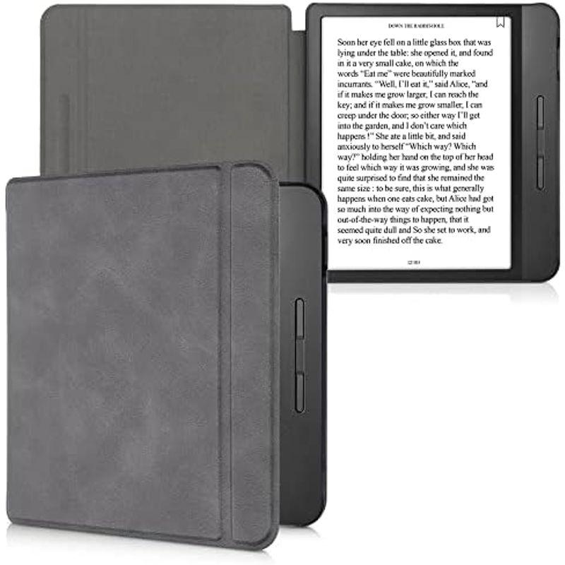 kwmobile カバー 対応: Kobo Libra H2O ケース 電子書籍リーダー オートスリープ PUレザー 灰色