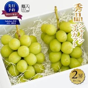 ふるさと納税 Inakakara厳選！市川三郷町産「秀品シャインマスカット」2房（約1.1kg）[5839-1978] 山梨県市川三郷町