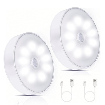 AHOYE 充電圓形感應燈/小夜燈/led感應燈2件組 6000K  1組  白光