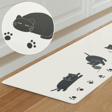【DECO HOME商品】PVC地墊 CAT 黑貓 KF502 45×120(DH) NITORI宜得利家居