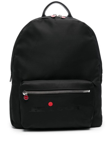 Kiton - logo-print backpack - men - Calf Leather/Polyester - One Size - Black