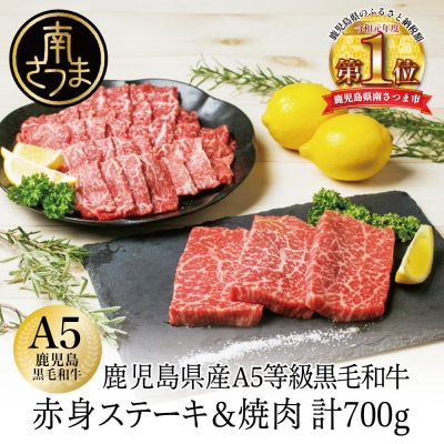 A5等級 黒毛和牛 赤身ステーキ300g  赤身焼肉400g カミチク 南さつま市