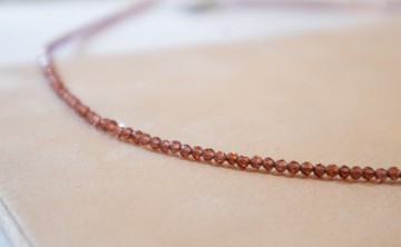 石榴石 一月誕生石925 SILVER 切面石榴石2.5mm- 細緻頸圈項鍊