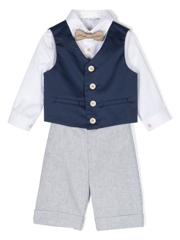 Colorichiari - striped three-piece suit - kids - Elastane/Cotton/Viscose - 9 mth - Blue