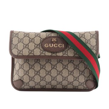 GUCCI Neo Vintage GG Supreme 帆布虎頭腰包(咖啡色)