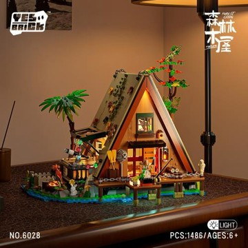跨境磚也6028森林木屋樹屋建筑積木桌面擺件兒童益智拼裝玩具禮品