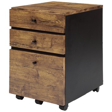 HomeMax 復古木紋三抽公文櫃  附滑輪易於移動  辦公室收納好幫手  1個