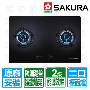 二口黑色強化玻璃大面板易清檯面爐G2623BGB(桶裝瓦斯專用)北北基以外縣市另外付安裝費