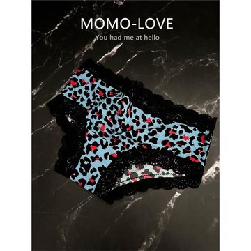 2025夏季新款女士性感火辣低腰豹紋蕾絲三角內褲女無痕冰絲不夾臀