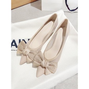 透氣網紗粗跟單鞋女2026年新款春夏季甜美蝴蝶結女士舒適高跟鞋女