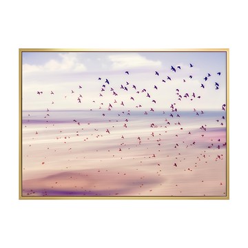 飛鳥 畫 畫框 PS環保樹脂框 油畫布+松木內框  50 x 70cm  金色