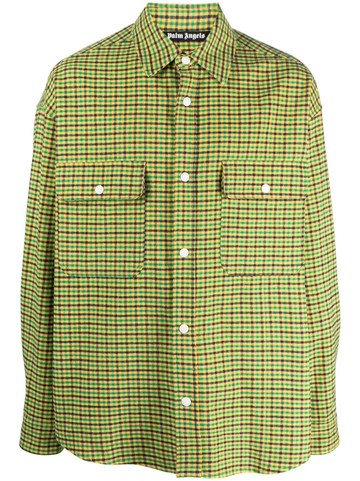 Palm Angels - check-pattern long-sleeve shirt - men - Cotton/Polyester - 48 - Yellow