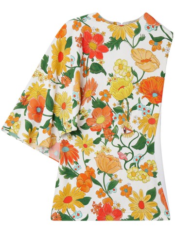 Stella McCartney - Lady Garden-print one-shoulder top - women - Viscose/Elastane - 38 - Orange