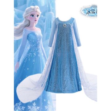 冰雪奇緣愛莎公主裙秋季新款女童冰雪艾莎連衣裙兒童禮服生日裙子