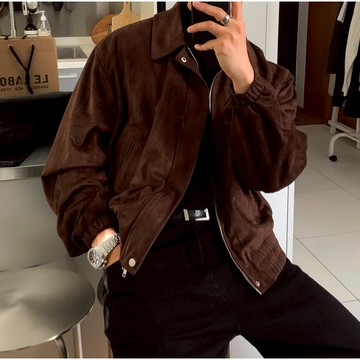 【Metanoia】韓國設計 短版翻領麂皮夾克外套