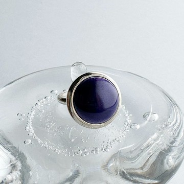 大棕褐色【紫水晶】景泰藍戒指、指環、純銀包景泰藍