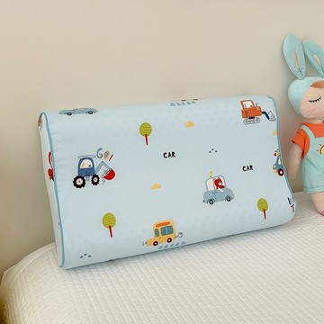 Annette 中童款 60s貢緞棉可拆洗天然兒童乳膠枕  挖掘車  30 x 50 x 7~9cm