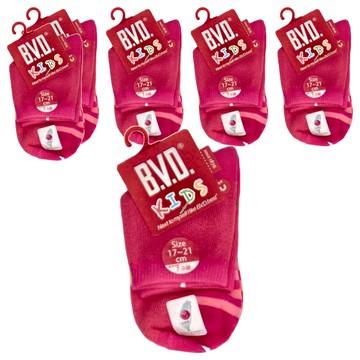 B.V.D. 幸運之星 1/2童襪 6雙 Set 腳底有BVD專屬透明止滑膠  17~21cm  桔紅色