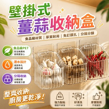 蔥薑蒜收納盒 廚房收納盒 壁掛收納盒 瀝水籃 收納籃 掛籃 置物盒 配料盒 蔥蒜盒 佐料盒 蔬菜掛籃