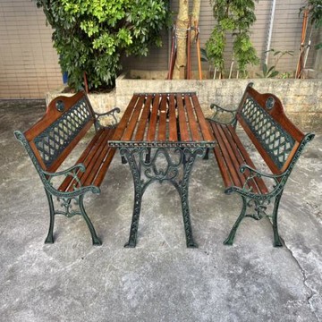 4尺公園桌＋網格公園椅二張