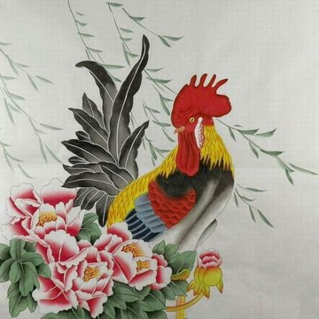 工筆畫花鳥大雁雄雞孔雀松鶴國畫純手繪字畫裝飾畫四尺斗方無款GG