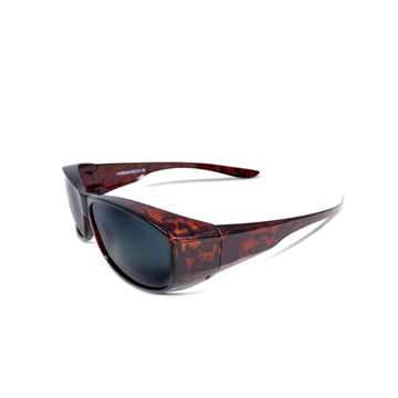 微光精靈│全罩式│外掛式│沙褐豹紋包覆式偏光太陽眼鏡│UV400墨鏡 勃根地酒紅