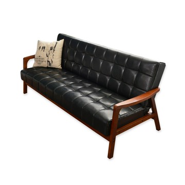 【班尼斯】Kojiro超大御皇次郎‧三人可調式皮革【沙發床】經典黑色