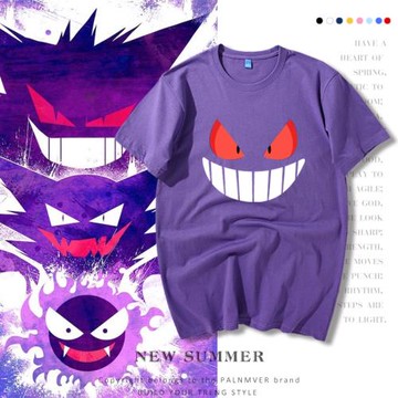 精靈寶可夢短袖pokemon皮卡丘聯名耿鬼妖怪純棉t恤情侶裝夏季半袖