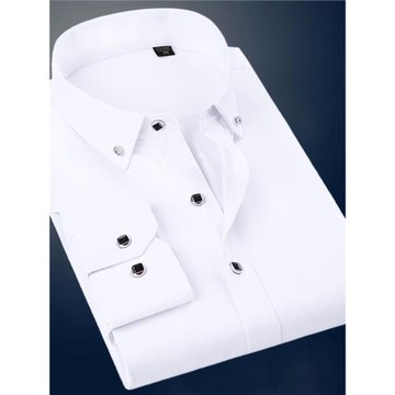 春季長袖襯衫商務職業工作服結婚伴郎鉆扣青年大碼帥氣打底襯衣男