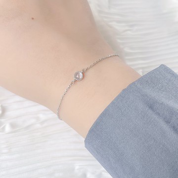 白水晶925純銀杯子蛋糕手鍊