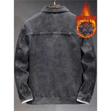 工裝大口袋秋冬季新款加絨加厚牛仔外套男可拆卸加棉保暖棉衣夾克
