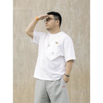 LiiiStore2023夏款日系可愛樹懶刺繡兜兜圓領純棉短袖T恤男