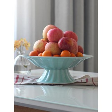 龍泉青瓷12英寸大果盤供盤佛前家用供盤水果盤供佛佛堂高腳陶瓷