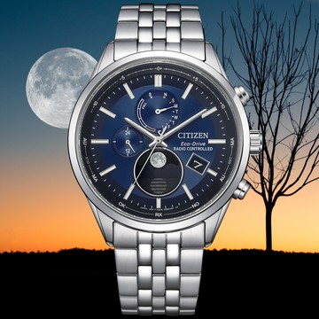 CITIZEN星辰 GENTS系列 電波對時 月相 光動能腕錶 42mm/BY1030-50L
