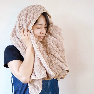 CB Japan carari poco格紋系列 超細纖維浴巾 - 典雅紫