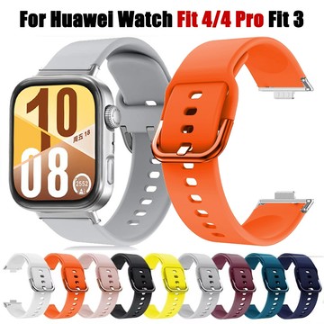 華為手錶 Fit4 Fit3 Band Correa 無間隙矽膠錶帶運動替換腕帶