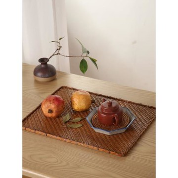 大漆手工托盤茶盤竹編干泡茶席六君子墊子套裝配件茶具配件茶防水