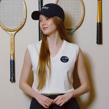 Piv'vee 清爽棉質無袖針織上衣 - 白色