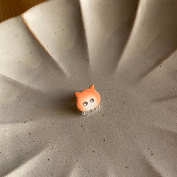 \單支販售/貓咪系列【橘貓】耳針/耳夾 搭配水鑽與小玻璃珠