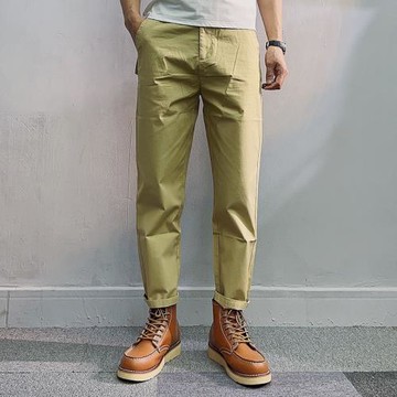 夏季薄款男士休閑褲寬松直筒棉麻褲子男夏天工裝彈潮流百搭九分褲