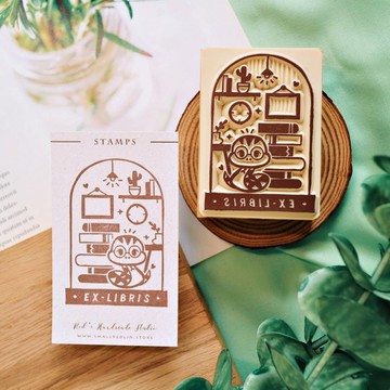 手工橡皮章 - 眼鏡蛇小書房 2025蛇年藏書章 5X7cm (可客製文字)